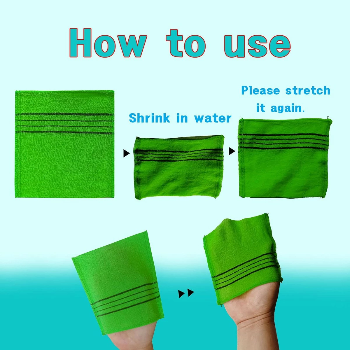 NOPIGO The Original Korean Exfoliating Mitt Body Scrub Green(2) & Red (2) -4 Pack 5 NOPIGO The Original Korean Exfoliating Mitt Body Scrub Green(2) & Red (2) -4 Pack - Image 3