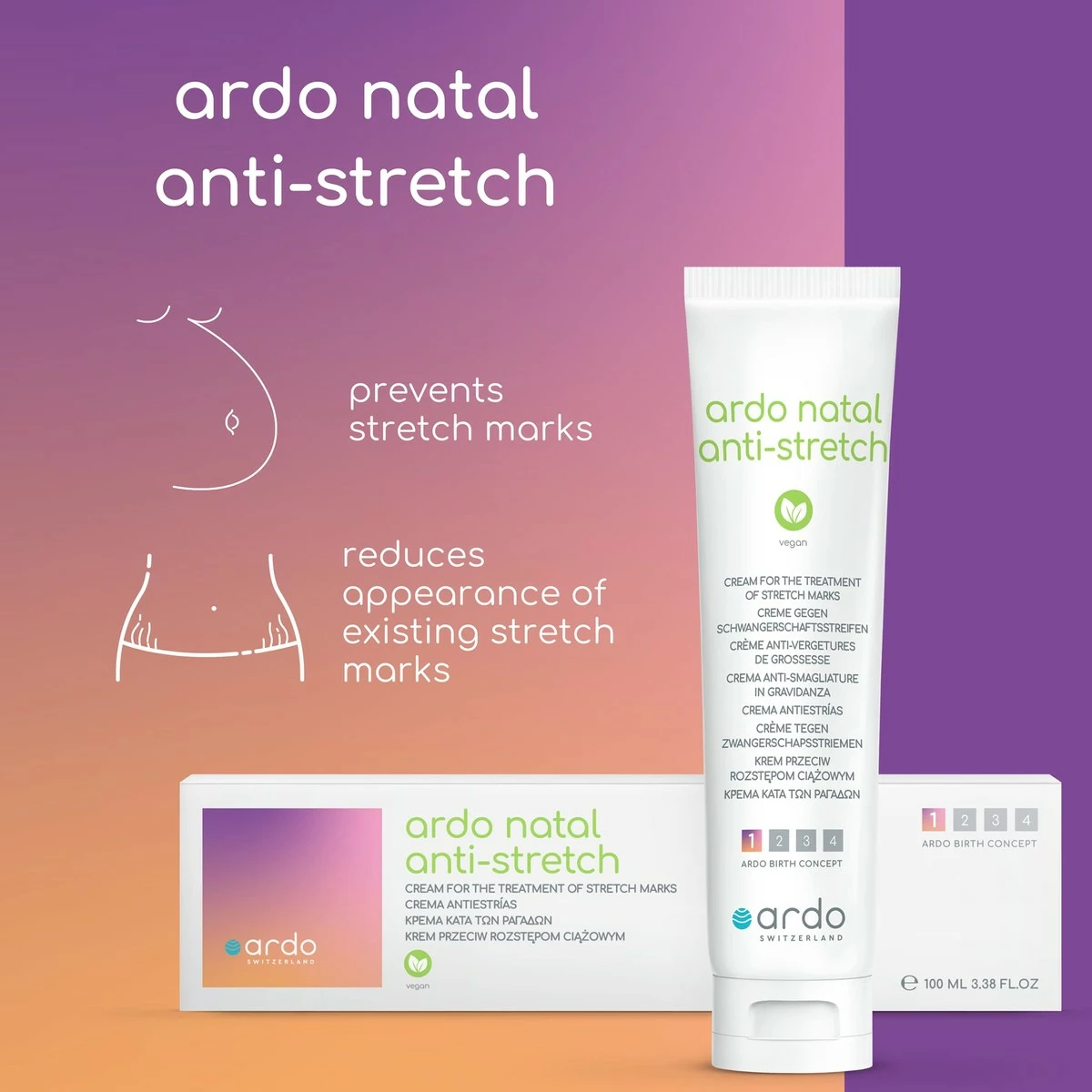 Ardo Natal Anti-Stretch Mark Cream (100ml/3.4 Fl.oz), Helps Prevent And Reduce The Appearance Of Stretch Marks During Pregnancy And After Birth, Hyaluronic Acid-Based To Stimulate Growth Of New Cells, All Natural, Cruelty-free & Vegan, No Animal Testing 6 Ardo Natal Anti-Stretch Mark Cream (100ml/3.4 Fl.oz), Helps Prevent And Reduce The Appearance Of Stretch Marks During Pregnancy And After Birth, Hyaluronic Acid-Based To Stimulate Growth Of New Cells, All Natural, Cruelty-free & Vegan, No Animal Testing - Image 4