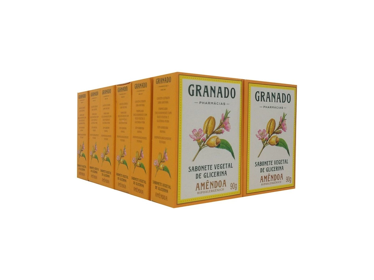 Linha Glicerina Granado - Sabonete Em Barra Vegetal Amendoa (12 X 90 Gr) - (Granado Glycerin Collection - Vegetable Bar Soap Almond (12 X Net 3.2 Oz)) 3 Linha Glicerina Granado - Sabonete Em Barra Vegetal Amendoa (12 X 90 Gr) - (Granado Glycerin Collection - Vegetable Bar Soap Almond (12 X Net 3.2 Oz))