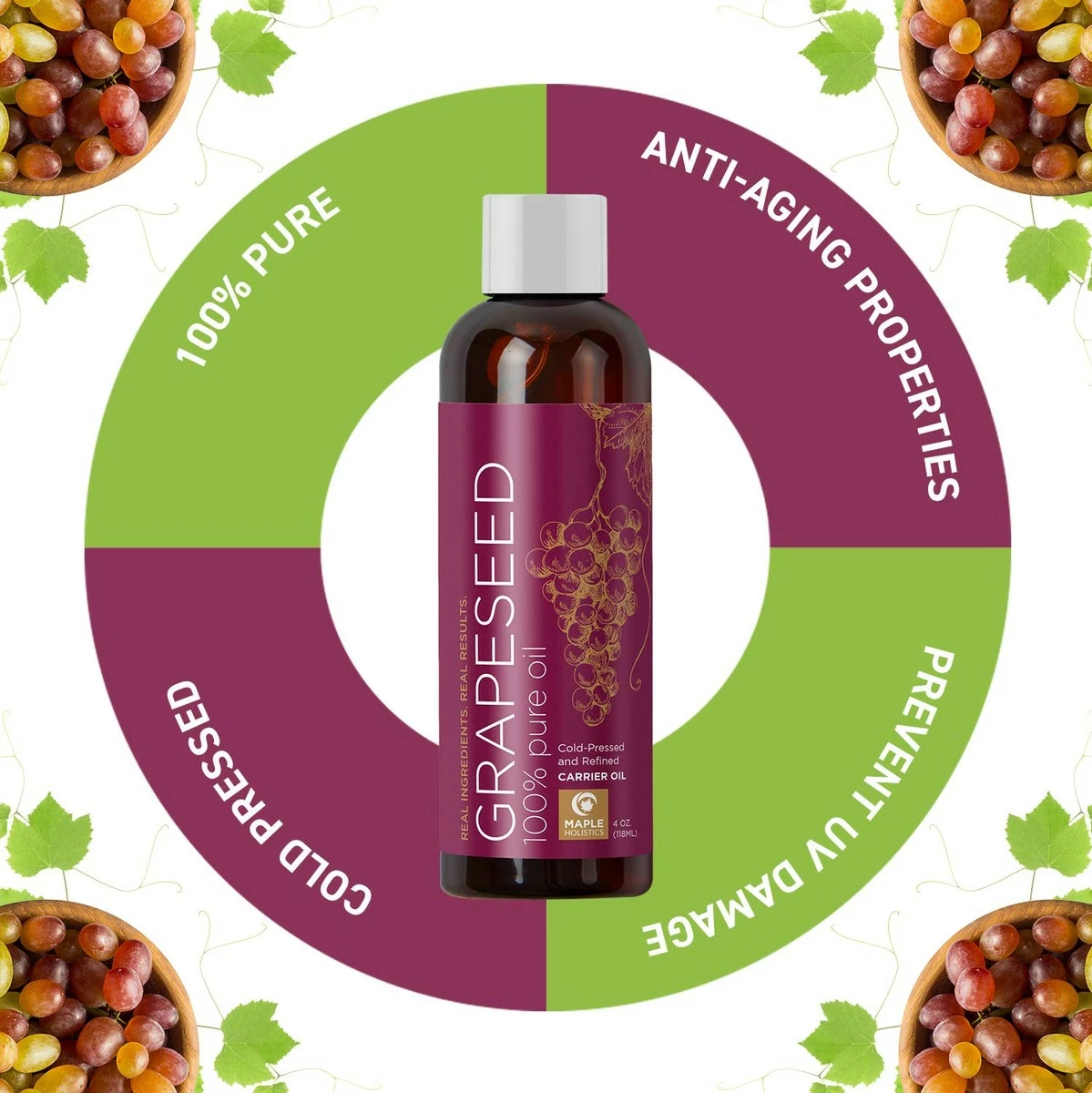 Maple Holistics Grapeseed Oil For Hair Skin And Nails - Pure Grapeseed Carrier Oil For Skin And Moisturizing Body Oil For Dry Skin - Grapeseed Oil For Skin Rich In Vitamin A E K And Omega 3 For Anti Aging Skin Care 7 Maple Holistics Grapeseed Oil For Hair Skin And Nails - Pure Grapeseed Carrier Oil For Skin And Moisturizing Body Oil For Dry Skin - Grapeseed Oil For Skin Rich In Vitamin A E K And Omega 3 For Anti Aging Skin Care - Image 5