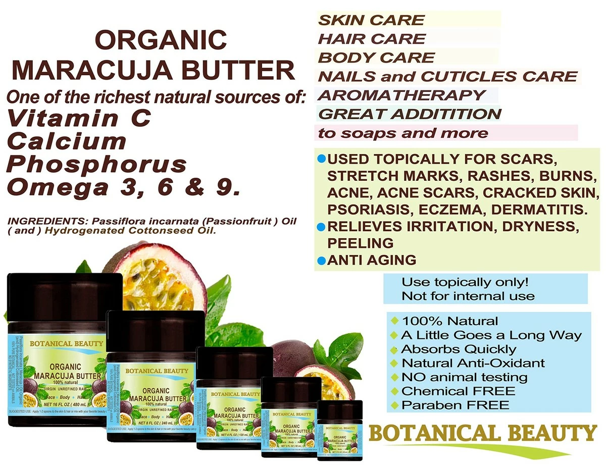 Botanical Beauty MARACUJA OIL BUTTER ORGANIC 100% Natural/VIRGIN UNREFINED RAW / 100% PURE BOTANICALS. 2 Fl.oz.- 60 Ml. For Skin, Hair And Nail Care. 7 Botanical Beauty MARACUJA OIL BUTTER ORGANIC 100% Natural/VIRGIN UNREFINED RAW / 100% PURE BOTANICALS. 2 Fl.oz.- 60 Ml. For Skin, Hair And Nail Care. - Image 5