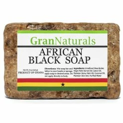 GranNaturals Store GranNaturals African Black Soap – 8 Oz Natural Skincare Bar, Rejuvenating Face, Skin, Body Wash - May Help Remove Dark Spots, Hyperpigmentation, Blemishes, Wrinkles, Fine Lines - Made In Ghana