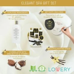 Lovery Bath Gift Basket Set For Women: Relaxing At Home Spa Kit Scented With French Vanilla - Includes Bath Bombs, Salts, Shower Gel, Body Butter Lotion, Spa Candle, Cosmetic Bag, Loofah & More -Moisturizers Sales rn72xnfmlxaxr08jivmgo1rg58s4