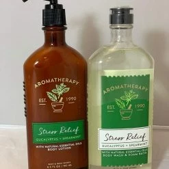 Bath And Body Works Body Works Aromatherapy Stress Relief Eucalyptus Spearmint 10 Oz Body Wash & Foam Bath And 6.5 Oz Body Lotion Bundle (Eucalyptus Spearmint)