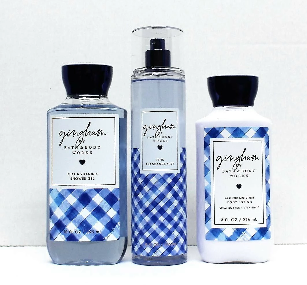 Bath And Body Works Gingham - The Daily Trio Gift Set Full Size - Shower Gel, Fine Fragrance Mist And Super Smooth Body Lotion - 2019 3 Bath And Body Works Gingham - The Daily Trio Gift Set Full Size - Shower Gel, Fine Fragrance Mist And Super Smooth Body Lotion - 2019