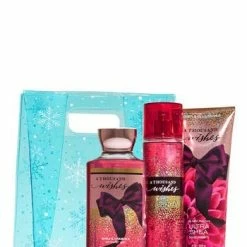 Bath & Body Works Bath And Body Work A THOUSAND WISHES Snowflakes Bag Gift Set - Body Cream - Fine Fragrance Mist And Shower Gel