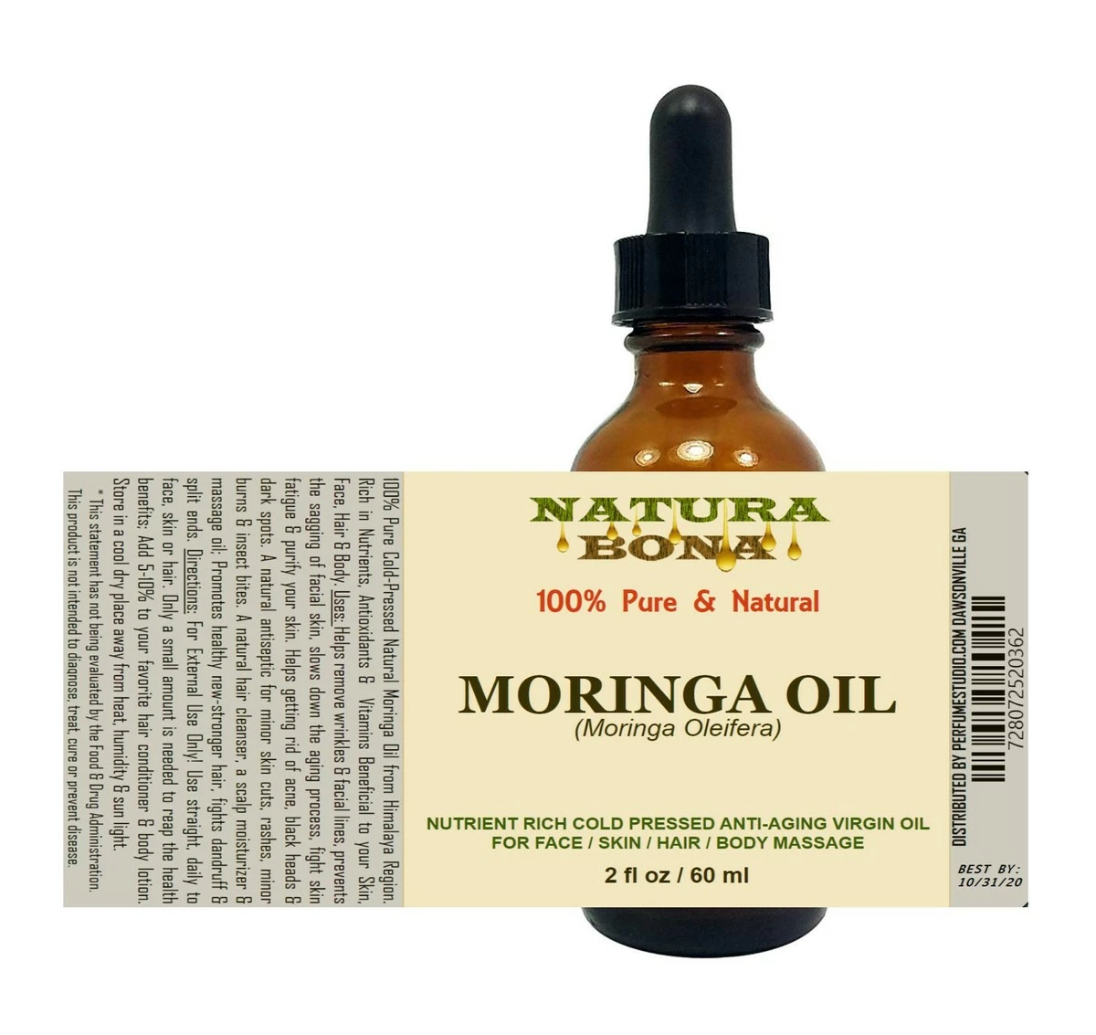 Natura Bona MORINGA OIL For Face/Skin/Hair. The Anti-aging Miracle Oil From The Himalayas. 100% Pure Unrefined Cold Pressed Virgin Oleifera Oil: Rich In Nutrients & Antioxidants (2oz Glass Dropper Bottle) 4 Natura Bona MORINGA OIL For Face/Skin/Hair. The Anti-aging Miracle Oil From The Himalayas. 100% Pure Unrefined Cold Pressed Virgin Oleifera Oil: Rich In Nutrients & Antioxidants (2oz Glass Dropper Bottle) - Image 2