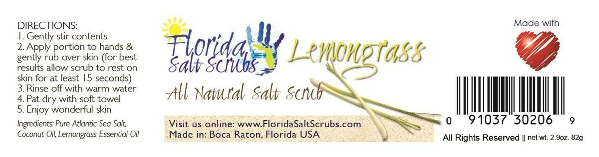Florida Salt Scrubs, 2.9 Ounce, Lemongrass 3 Florida Salt Scrubs, 2.9 Ounce, Lemongrass