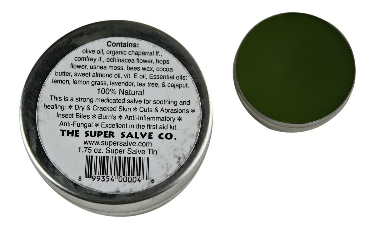 All Purpose Salve By The Super Salve Co. Extra Large 4oz Tin AND .5oz Travel Tin Chapparral Leaf, Comfrey Leaf, Ecinacea Flower, Hops Flower And Usnea Moss (4 Oz (Large) & .5 Oz (travel)) 6 All Purpose Salve By The Super Salve Co. Extra Large 4oz Tin AND .5oz Travel Tin Chapparral Leaf, Comfrey Leaf, Ecinacea Flower, Hops Flower And Usnea Moss (4 Oz (Large) & .5 Oz (travel)) - Image 4