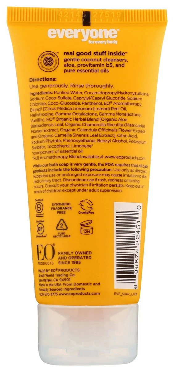 Everyone EO Coconut Lemon Soap, 2 OZ 4 Everyone EO Coconut Lemon Soap, 2 OZ - Image 2