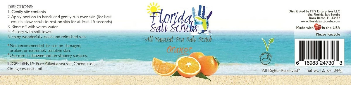 Florida Salt Scrubs, 12.1 Ounce, Orange 3 Florida Salt Scrubs, 12.1 Ounce, Orange