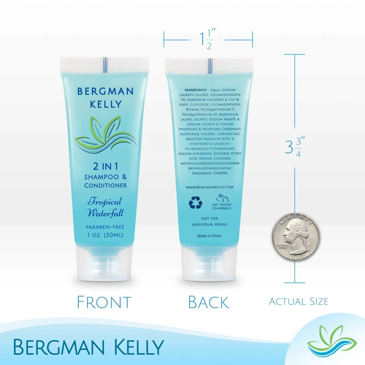 BERGMAN KELLY Round Soap Bars, 2in1 Shampoo & Conditioner 2-Piece Set (Tropical Waterfall, 1 Oz Each, 100 Pc), Delight Your Guests With Revitalizing & Refreshing Sanitary Toiletries & Hotel Amenities 4 BERGMAN KELLY Round Soap Bars, 2in1 Shampoo & Conditioner 2-Piece Set (Tropical Waterfall, 1 Oz Each, 100 Pc), Delight Your Guests With Revitalizing & Refreshing Sanitary Toiletries & Hotel Amenities - Image 2