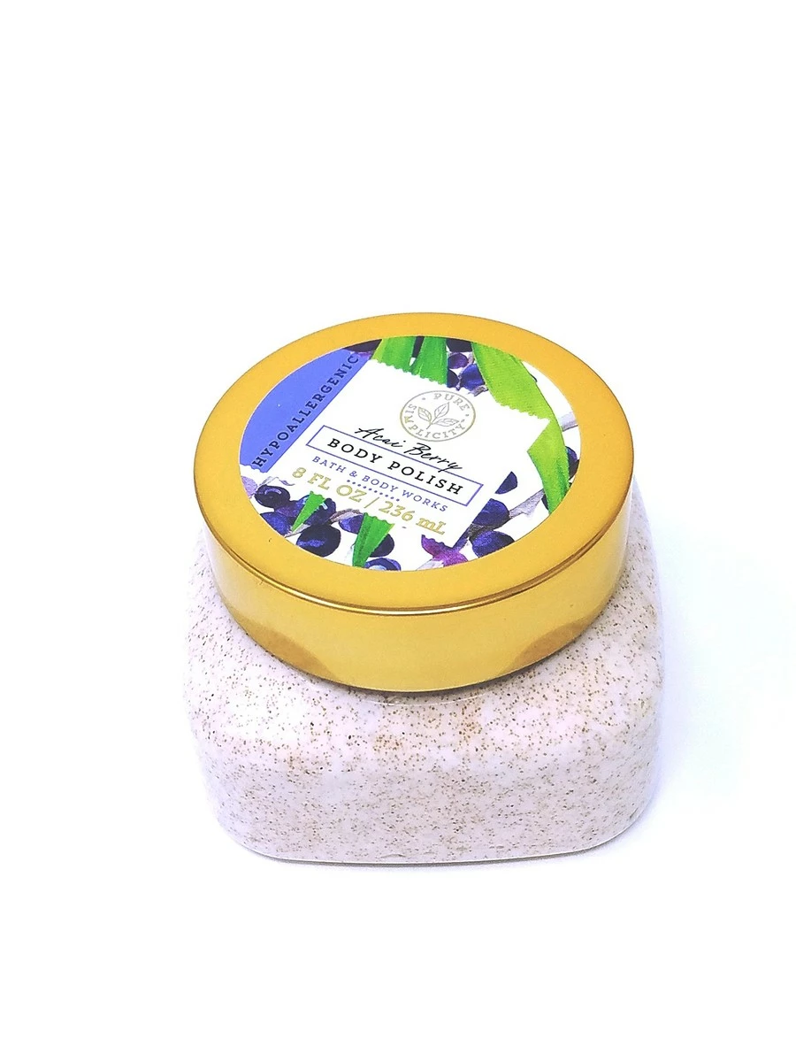 Bath & Body Works Pure Simplicity Acai Berry HYPOALLERGENIC BODY CARE SET - Body Polish And Body Wash 3 Bath & Body Works Pure Simplicity Acai Berry HYPOALLERGENIC BODY CARE SET - Body Polish And Body Wash