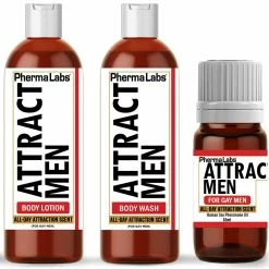 Gay Mini Kit Set To Attract Men - All Day Scent - Includes: Body Lotion, Body Wash And Body Oil Containing Pheromones PhermaLabs