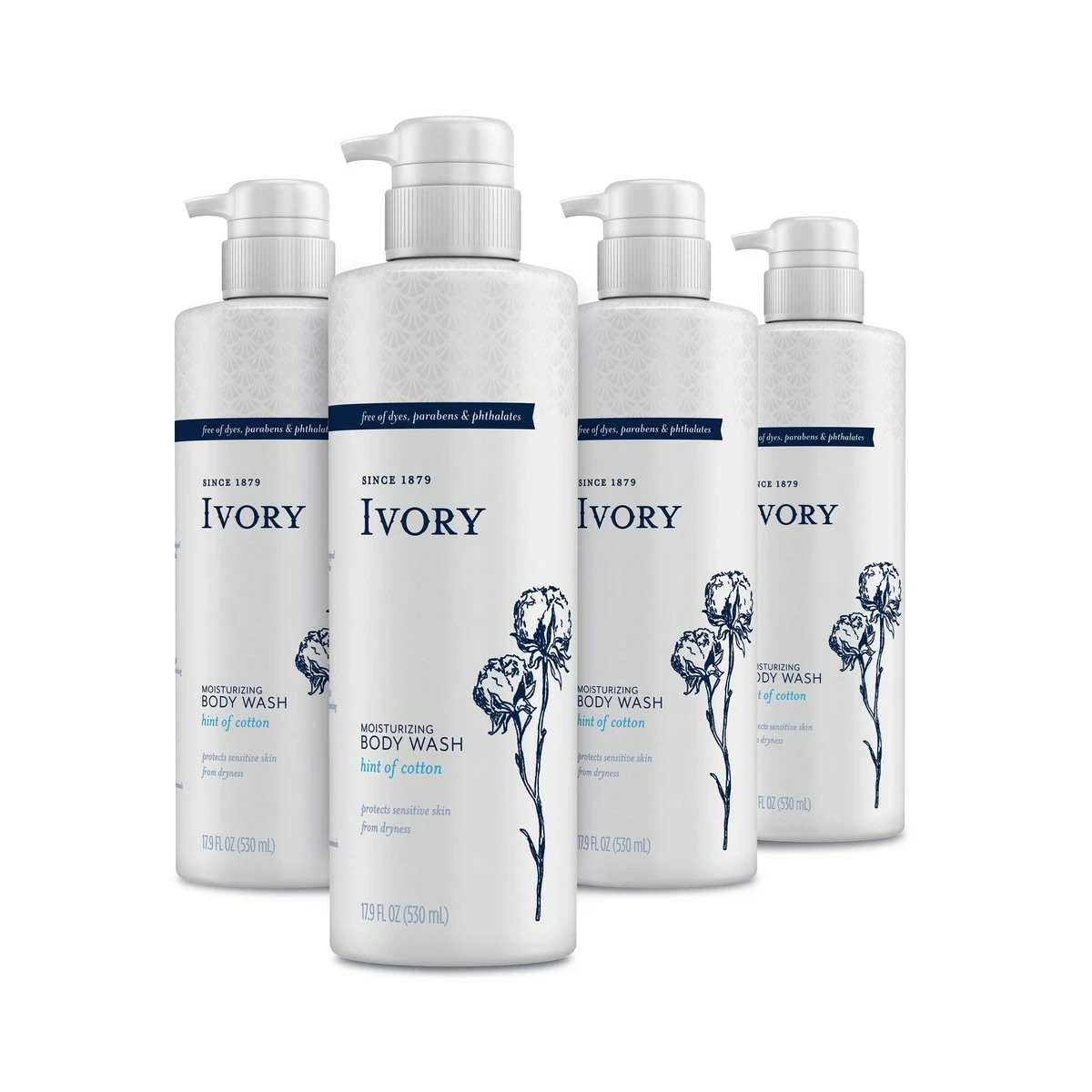 Ivory® Ivory Sensitive Skin Moisturizing Body Wash, Hint Of Cotton, 17.9 Fl Oz (Pack Of 4) 3 Ivory® Ivory Sensitive Skin Moisturizing Body Wash, Hint Of Cotton, 17.9 Fl Oz (Pack Of 4)