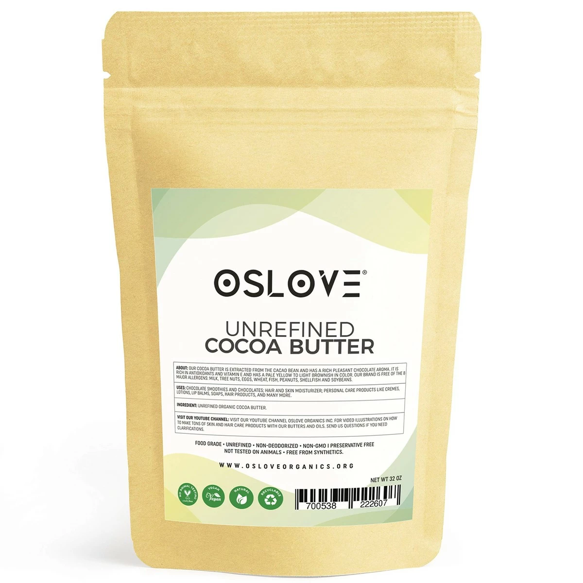 Organic Cocoa Butter FOOD GRADE 2LB By Oslove Organics - Raw, Non-Deodorized, Unrefined - Best Cocoa Butter For DIY Body Butter And Delicous Home-made Chocolate 3 Organic Cocoa Butter FOOD GRADE 2LB By Oslove Organics - Raw, Non-Deodorized, Unrefined - Best Cocoa Butter For DIY Body Butter And Delicous Home-made Chocolate