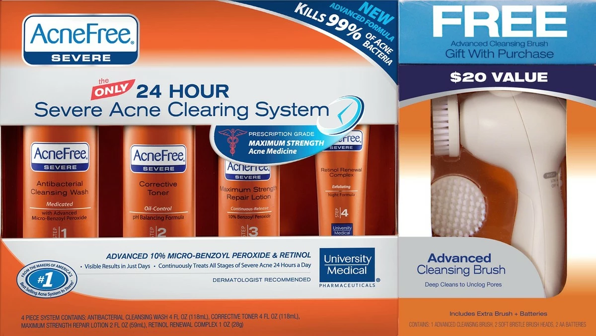 AcneFree Store Acnefree 24 Hour Severe Acne Clearing System With Free Cleansing Brush, 11.52 Ounce 3 AcneFree Store Acnefree 24 Hour Severe Acne Clearing System With Free Cleansing Brush, 11.52 Ounce