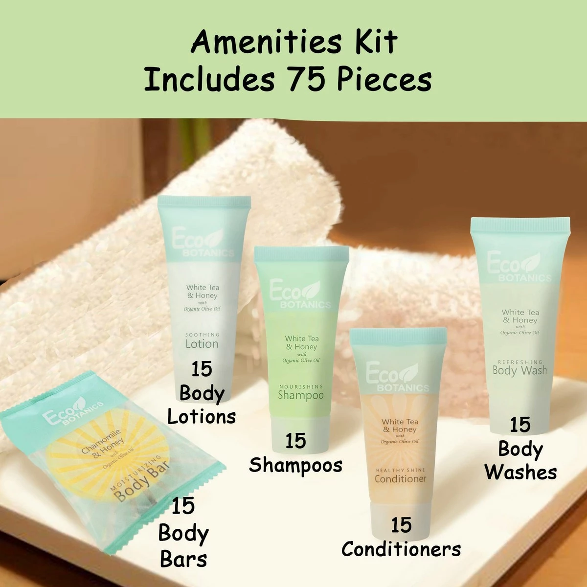 Terra Pure Eco Botanics Hotel Soaps And Toiletries Bulk Set | 1-Shoppe All-In-Kit Amenities For Hotels | 0.85oz Hotel Shampoo & Conditioner, Body Wash, Body Lotion & 0.89oz Bar Soap Travel Size | 75 Pieces 5 Terra Pure Eco Botanics Hotel Soaps And Toiletries Bulk Set | 1-Shoppe All-In-Kit Amenities For Hotels | 0.85oz Hotel Shampoo & Conditioner, Body Wash, Body Lotion & 0.89oz Bar Soap Travel Size | 75 Pieces - Image 3