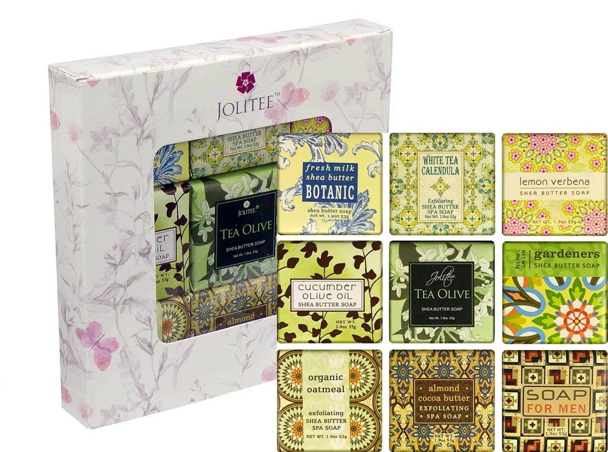 Jolitee Store French Milled Botanical Soap Sampler Set In Nine Fabulous Scents, Individually Wrapped Vegetable Based Mini Soaps With Essential Oils, Shea Butter And Natural Extracts (Pure And Simple) 3 Jolitee Store French Milled Botanical Soap Sampler Set In Nine Fabulous Scents, Individually Wrapped Vegetable Based Mini Soaps With Essential Oils, Shea Butter And Natural Extracts (Pure And Simple)