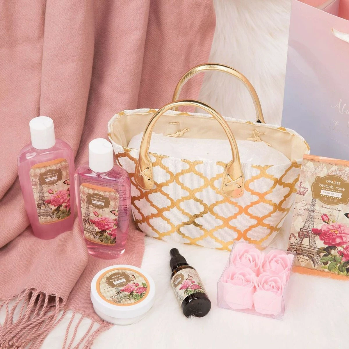 Draizee Spa Luxurious Home Relaxation Lovely Fragrance Gift Bag For Woman (British Rose, 6 Pieces) - #1 Best Mother's Day Gift For Mom, New Mother 7 Draizee Spa Luxurious Home Relaxation Lovely Fragrance Gift Bag For Woman (British Rose, 6 Pieces) - #1 Best Mother's Day Gift For Mom, New Mother - Image 5