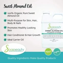 Soapeauty Store SWEET ALMOND OIL Organic Cold Pressed Unrefined | 100% Pure Natural Available In Bulk | Carrier For Essential Oils, Moisturizer For Skin, Face & Hair, Soap Making | Sizes 4OZ To 1 GALLON | (24 OZ) -Moisturizers Sales xgmft1pavc29mx6emvvby1c9bahu