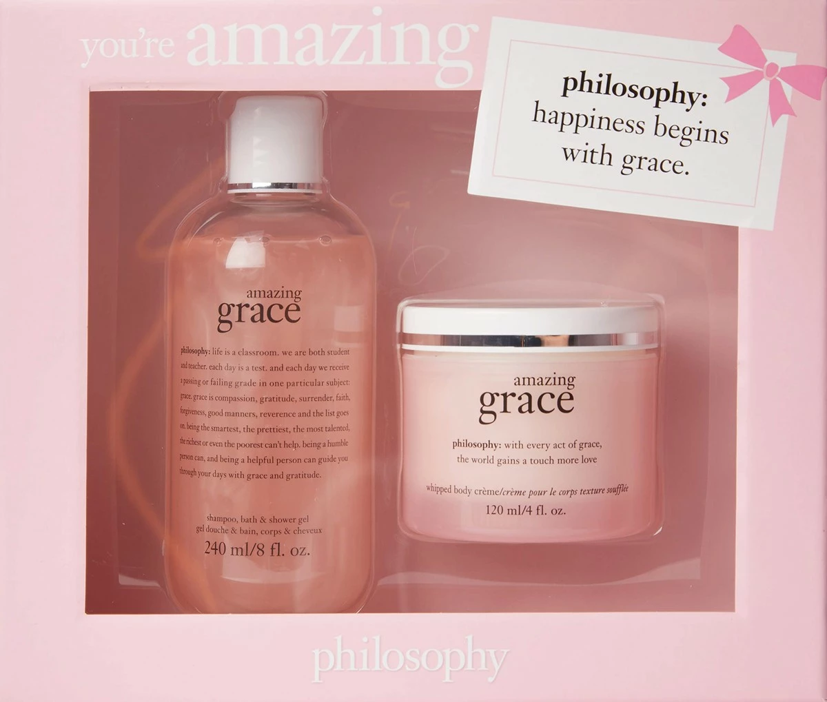 Philosophy You're Amazing Gift Set - 2 Piece Set Amazing Grace 8oz Shampoo, Bath & Shower Gel And 4oz Amazing Grace Whipped Body Creme, 12 Oz 4 Philosophy You're Amazing Gift Set - 2 Piece Set Amazing Grace 8oz Shampoo, Bath & Shower Gel And 4oz Amazing Grace Whipped Body Creme, 12 Oz - Image 2