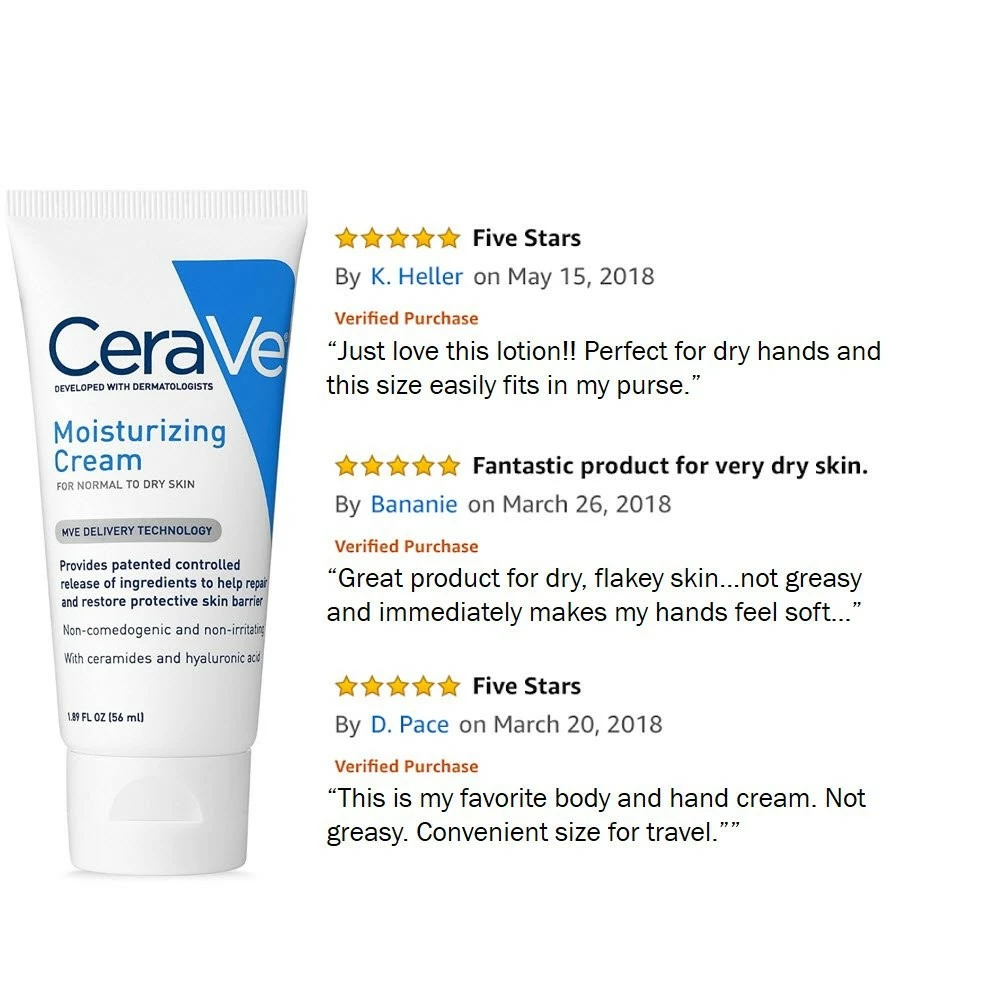 CeraVe Moisturizing Cream | 1.89 Ounce | Travel Size Face And Body Moisturizer For Dry Skin , Ivory 9 CeraVe Moisturizing Cream | 1.89 Ounce | Travel Size Face And Body Moisturizer For Dry Skin , Ivory - Image 7