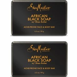 SheaMoisture Shea Moisture African Black Soap Bar, 3.5 Oz, Pack Of 2