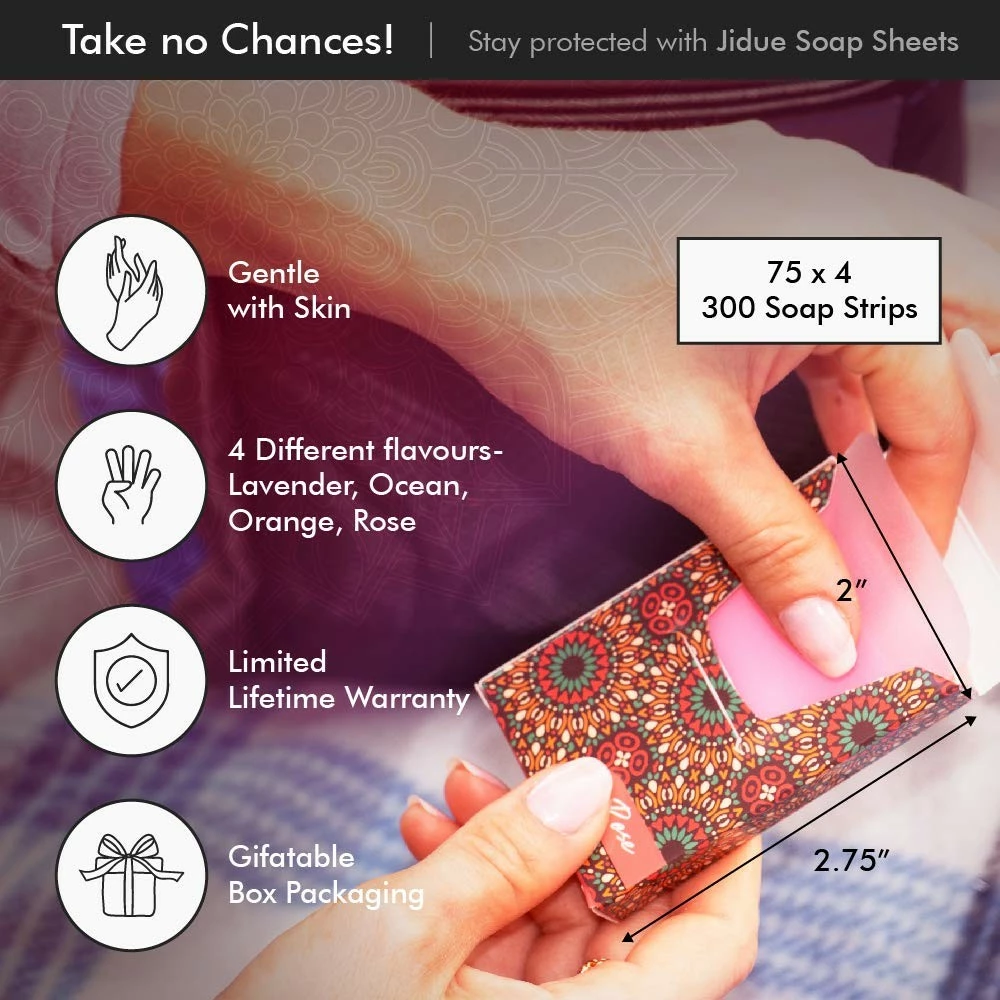 Jidue 300pcs Soap Sheets Gift Box Portable Foaming Disposable 4 Scented Paper Soap X75 Pack Hand Washing Cleaning Paper Soap Dissolvable Strips Dry Sheets Skin Friendly For Kids Adult Travel Camping Hiking 4 Jidue 300pcs Soap Sheets Gift Box Portable Foaming Disposable 4 Scented Paper Soap X75 Pack Hand Washing Cleaning Paper Soap Dissolvable Strips Dry Sheets Skin Friendly For Kids Adult Travel Camping Hiking - Image 2