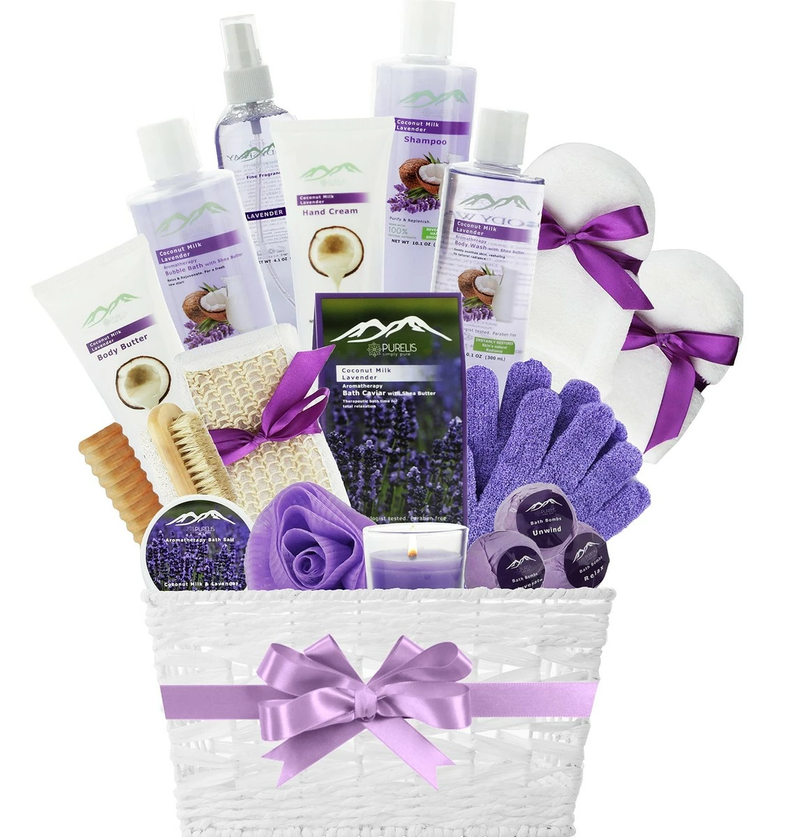 Purelis Spa Gift Basket For Women! Top Rated Beauty Gift Basket Spa Basket, Choose Lavender Spa Kit Bed Body & Bath Gift Baskets For Women! Bath Gift Set Bubble Bath Basket Body Lotion Gift Set. 3 Purelis Spa Gift Basket For Women! Top Rated Beauty Gift Basket Spa Basket, Choose Lavender Spa Kit Bed Body & Bath Gift Baskets For Women! Bath Gift Set Bubble Bath Basket Body Lotion Gift Set.