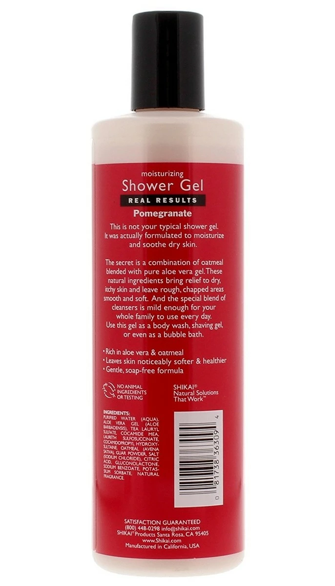 Shikai - Daily Moisturizing Shower Gel, Rich In Aloe Vera & Oatmeal To Leave Skin Noticeably Healthier (Pomegranate, 12 Ounces) 5 Shikai - Daily Moisturizing Shower Gel, Rich In Aloe Vera & Oatmeal To Leave Skin Noticeably Healthier (Pomegranate, 12 Ounces) - Image 3