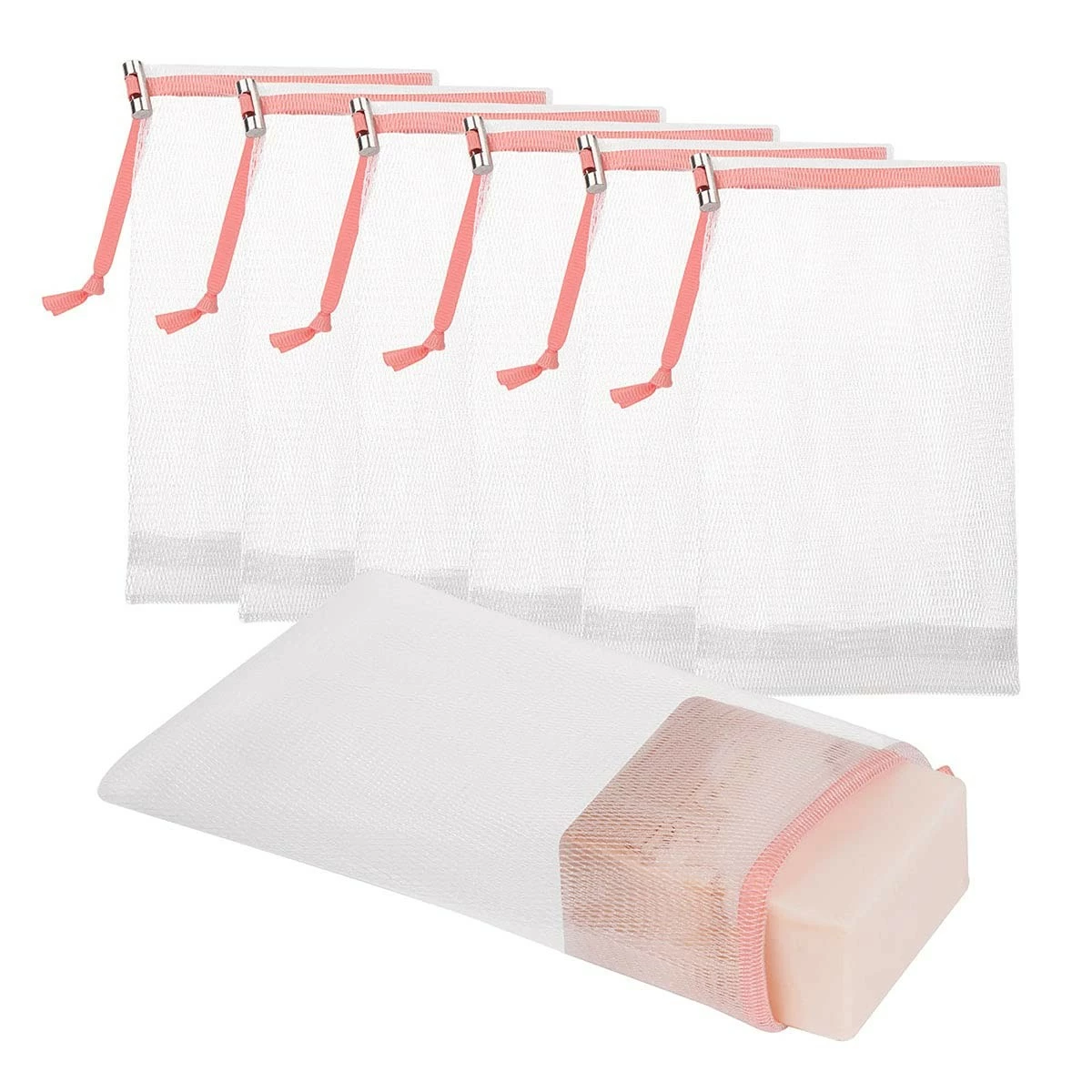 Cobahom Store Cobahom 6 Pcs Mesh Soap Bag Mesh Foaming Net Soap Sack Bags Soap Handmade Soap Bubble Mesh Net Bags With Drawstring For Bath & Shower(Pink) 3 Cobahom Store Cobahom 6 Pcs Mesh Soap Bag Mesh Foaming Net Soap Sack Bags Soap Handmade Soap Bubble Mesh Net Bags With Drawstring For Bath & Shower(Pink)