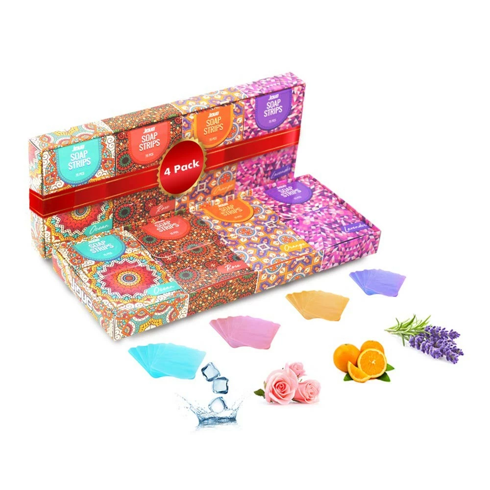 Jidue 300pcs Soap Sheets Gift Box Portable Foaming Disposable 4 Scented Paper Soap X75 Pack Hand Washing Cleaning Paper Soap Dissolvable Strips Dry Sheets Skin Friendly For Kids Adult Travel Camping Hiking 3 Jidue 300pcs Soap Sheets Gift Box Portable Foaming Disposable 4 Scented Paper Soap X75 Pack Hand Washing Cleaning Paper Soap Dissolvable Strips Dry Sheets Skin Friendly For Kids Adult Travel Camping Hiking